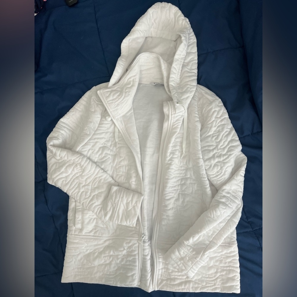 Women’s Pure White Hooded Zip-up Sweatshirt Size Small